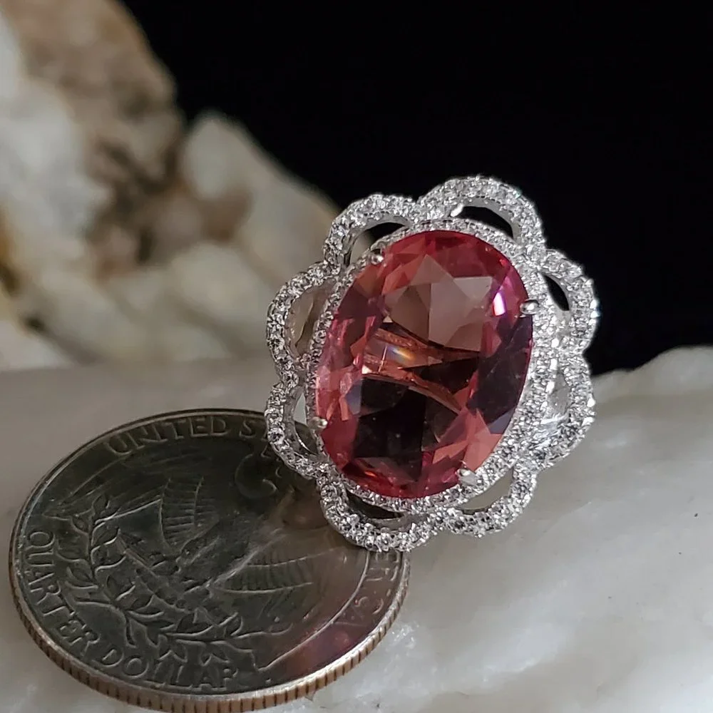 Sterling Silver 925 Ring Alexandrite Stone White Topaz Crystals Silverdmith